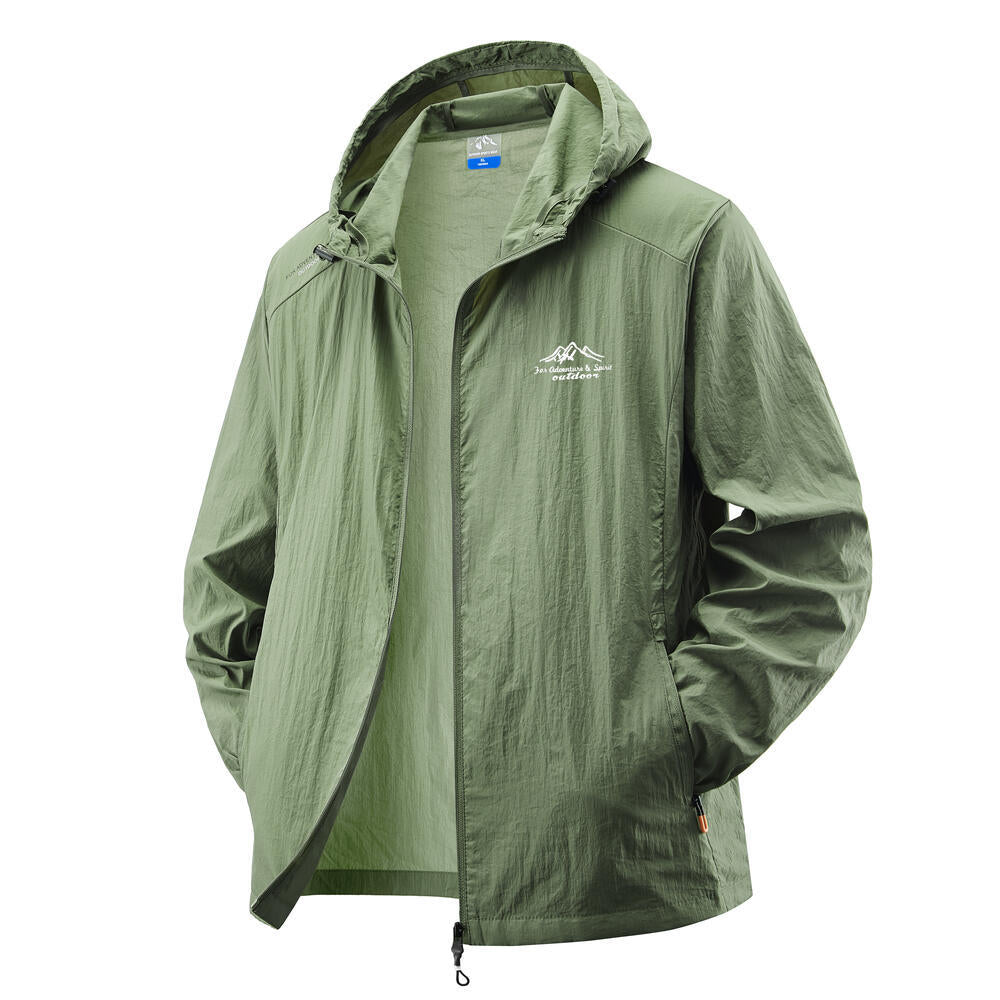 Herren Leichte Windbreaker-Jacke mit verstellbarer Kapuze