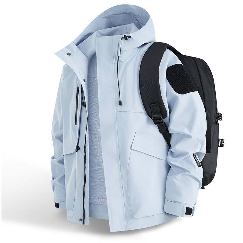 Herren Urbaner wetterabweisender Kapuzenparka mit Multifunktionstaschen und Mesh-Innenfutter Drune