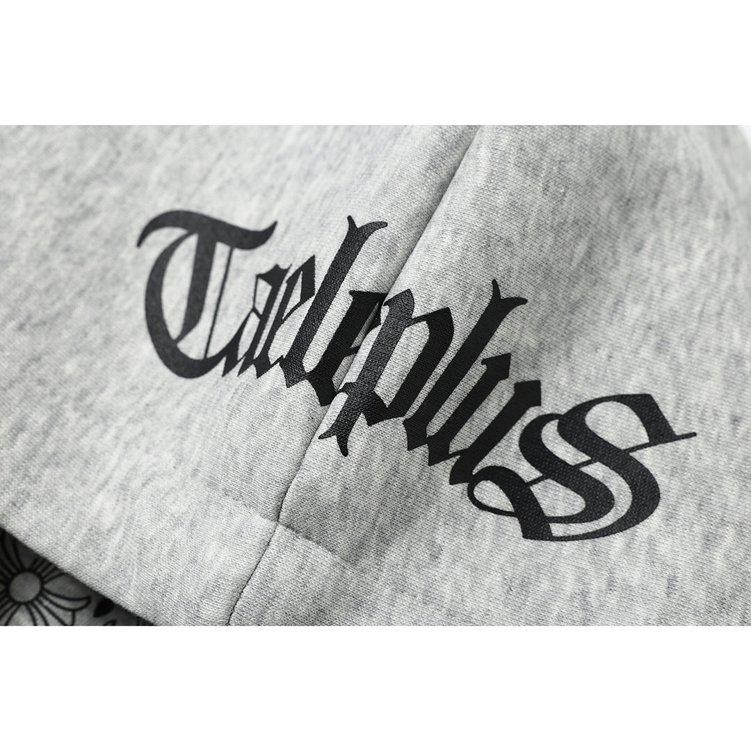 Unisex Kapuzenpullover im Urban‑Gothic‑Print mit geripptem Saum Drune