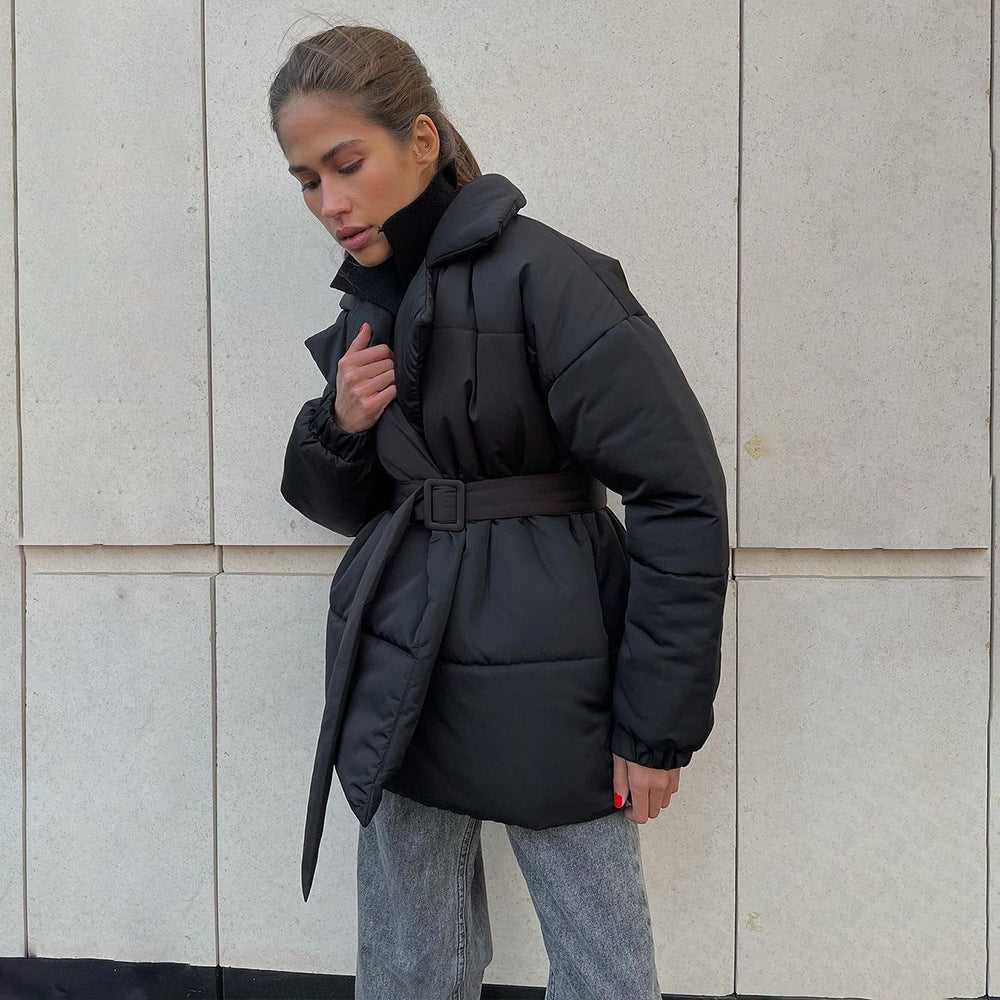 Damen Elegante und warme Wattierte Jacke mit Taillengürtel Drune