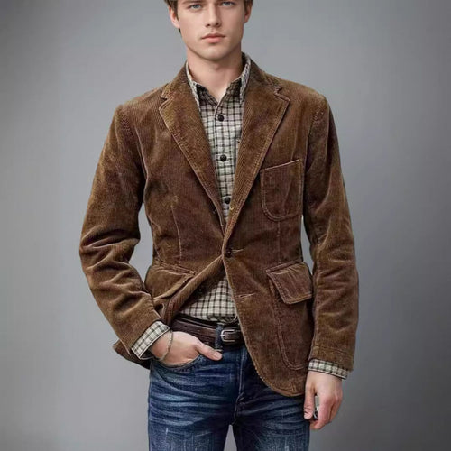 Herren Kordweste im Vintage-Stil mit aufgesetzten Taschen und Knopfverschluss Drune