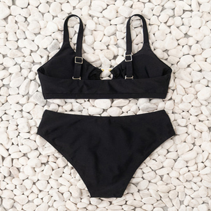 Damen High-Waist Bikini-Set mit elegantem Ringdetail Drune