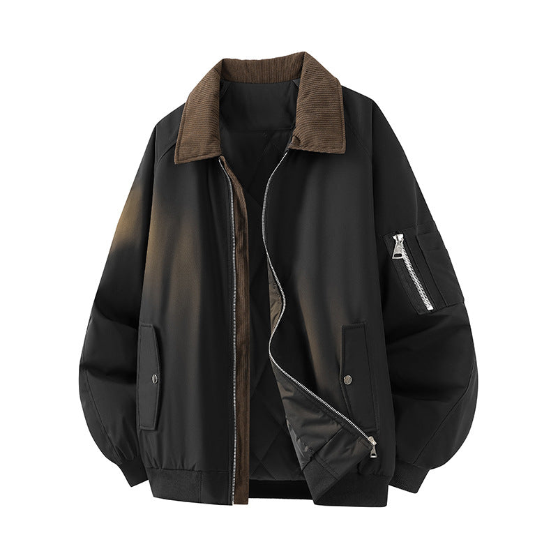 Herren Oversize Bomberjacke mit gesteppter Thermo-Innenfüllung, kariertem Innenkragen & Ärmeltasche Drune