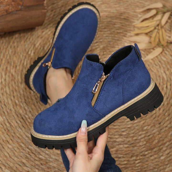 Damen Kurzschaft‑Stiefelette mit grober Profilsohle und seitlichem Reißverschluss Drune