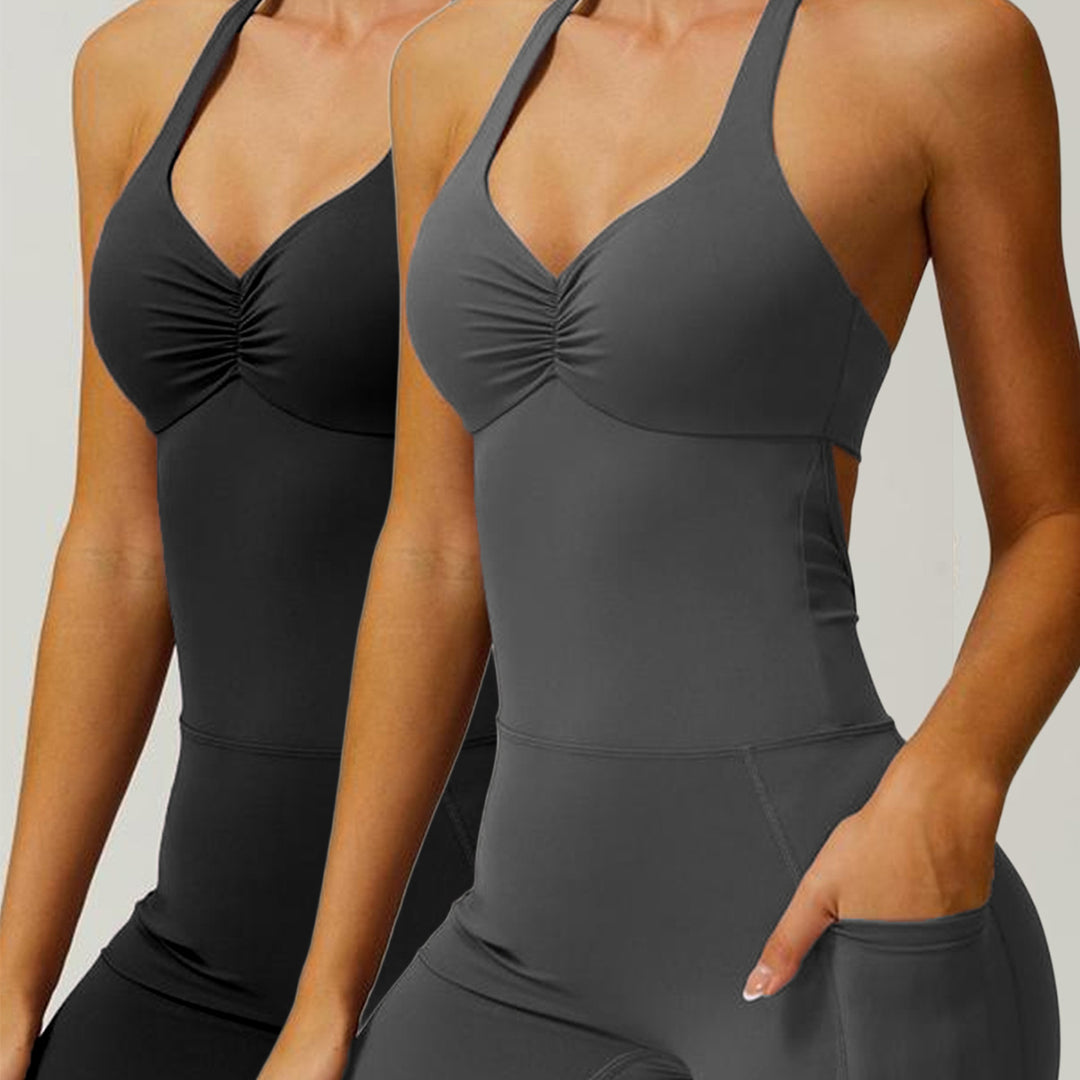 Damen Sportlicher Jumpsuit mit figurbetontem Schnitt und Trägern Drune