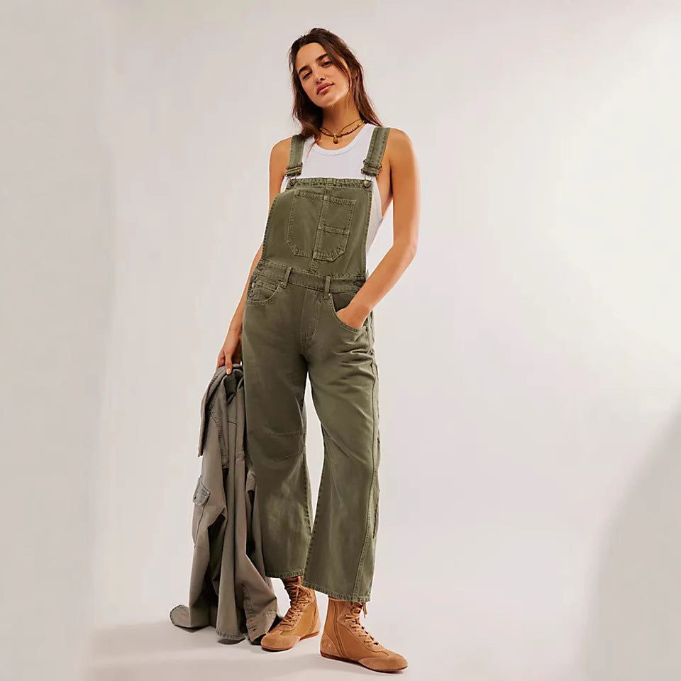 Damen lässige Denim-Latzhose im modernen Schnitt mit verstellbaren Trägern Drune