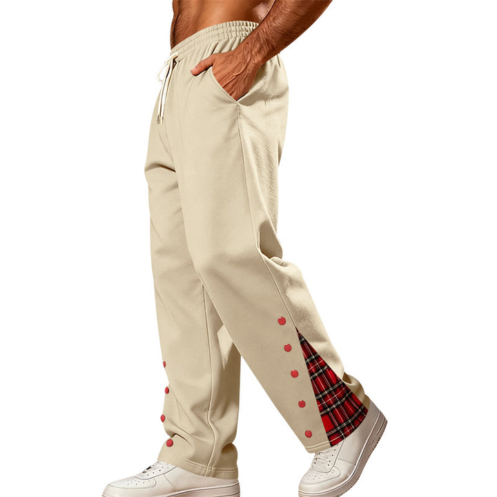 Herren Lockere Jogginghose mit Karo‑Einsatz und Druckknopf‑Details Drune