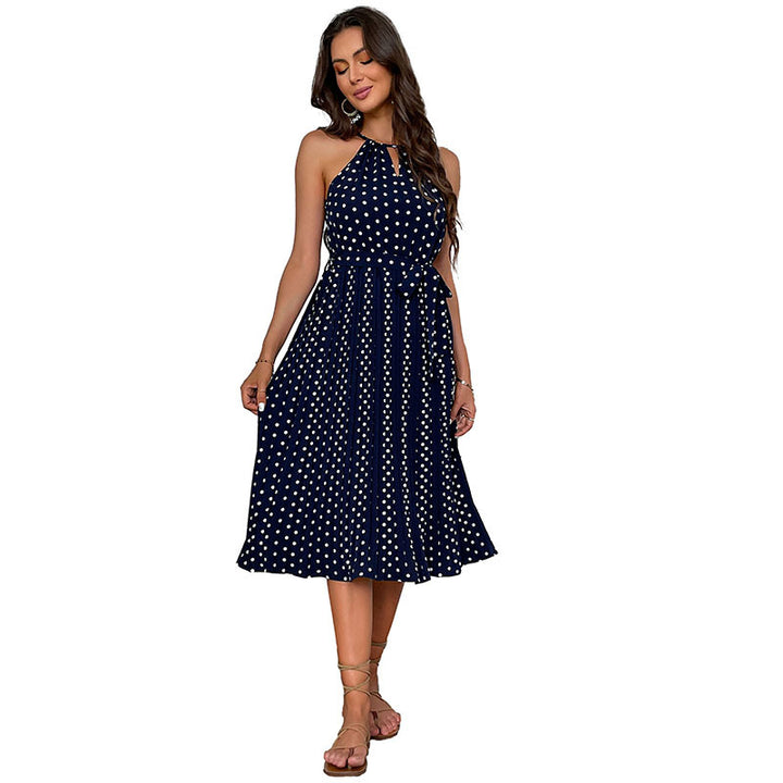Damen Midikleid mit schickem Punkte-Muster und tailliertem Gürtel Drune