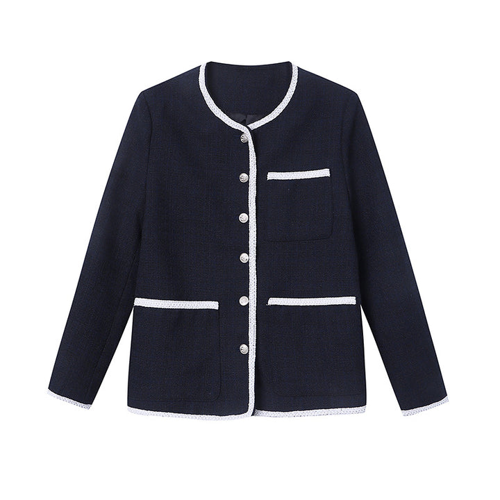 Damen modische Blazerjacke mit dekorativen Knöpfen und kontrastierenden Taschen Drune