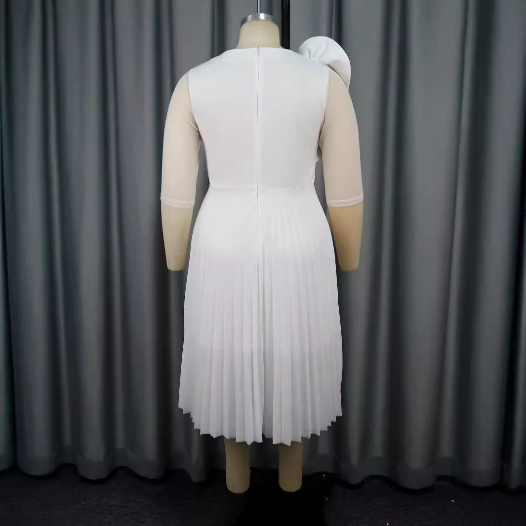 Damen Faltendes Kurzes Kleid mit innovativem Einschlag und transparenten Ärmeln Drune