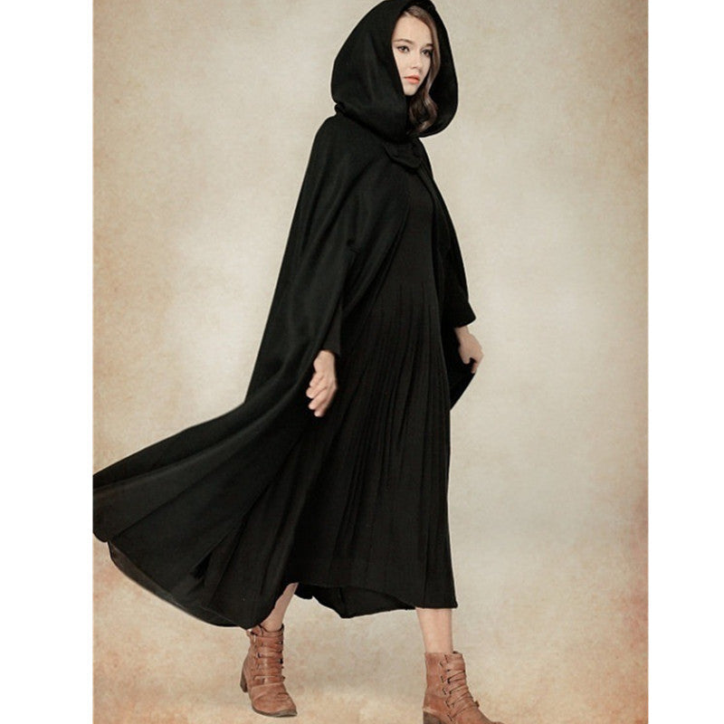 Damen elegante Kapuzenumhang mit verstellbarem Verschluss Drune
