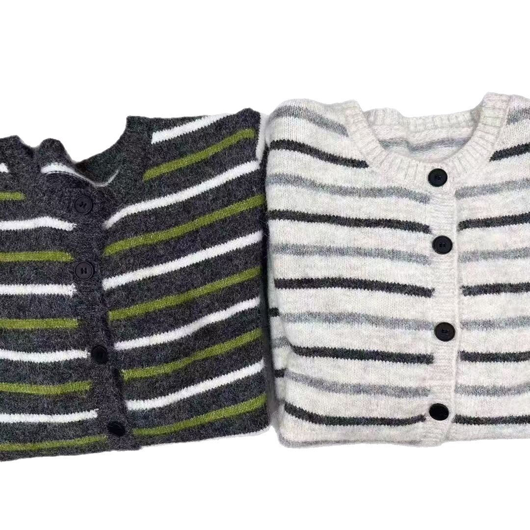 Damen Verspielte Strickjacke mit Streifen Drune