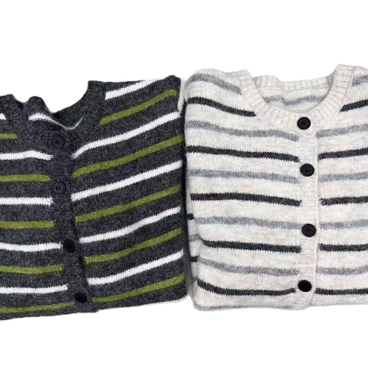 Damen Verspielte Strickjacke mit Streifen Drune