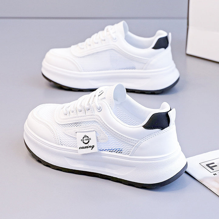 Damen nan leichte Plateausneaker mit atmungsaktivem Mesh-Obermaterial, gepolstertem Fersenkragen und stoßdämpfender EVA-Sohle Drune