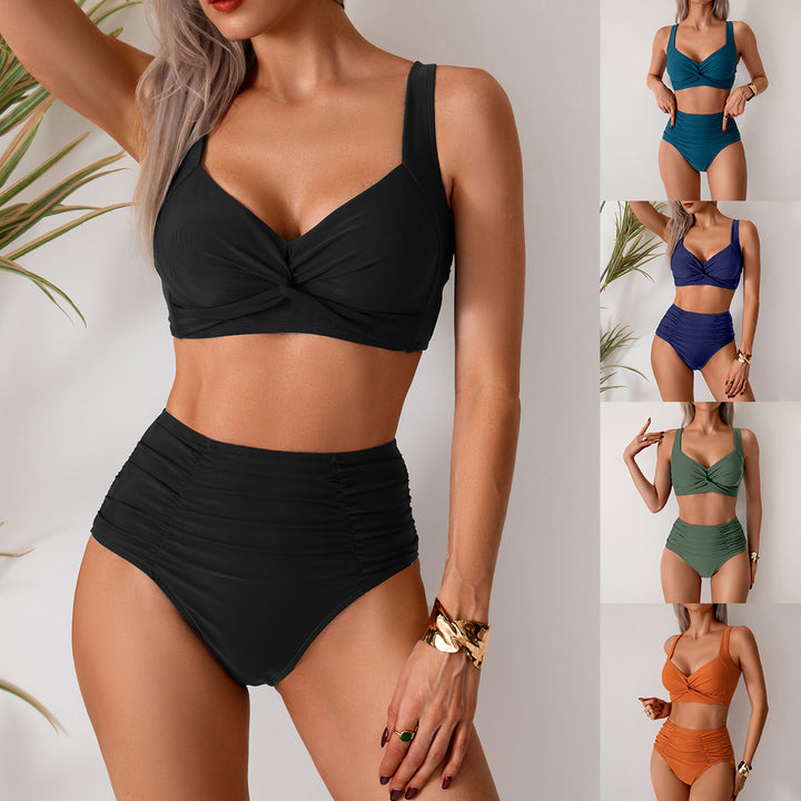 Damen Hochgeschnittenes Bikini-Set mit knotenförmigem Oberteil und figurschmeichelndem Design Drune