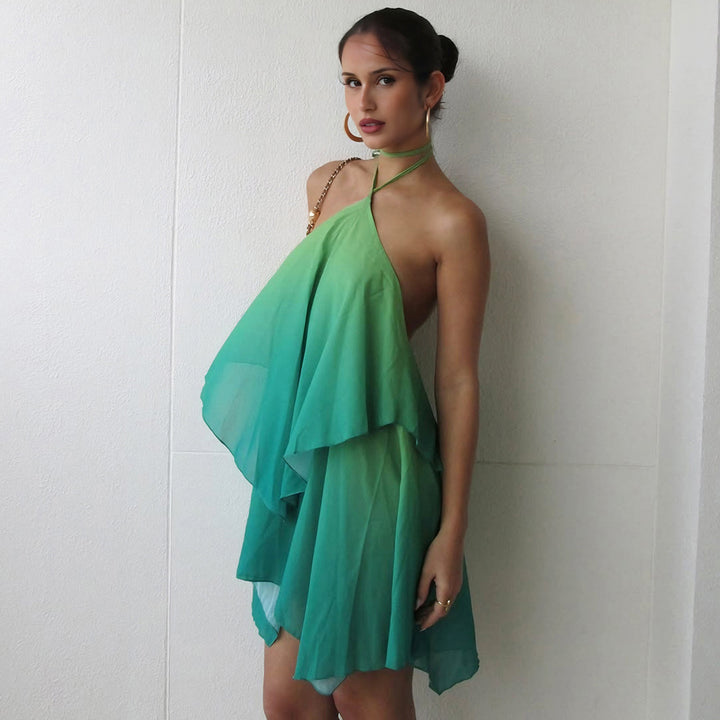 Damen luftiges, asymmetrisches Strandkleid mit Chiffon-Effekt Drune