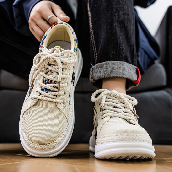 Damen espadrille-inspirierte Plateau-Sneaker mit gewebten Ethno-Einsätzen, seitlichem Reißverschluss und gedämpfter Leichtsohle Drune