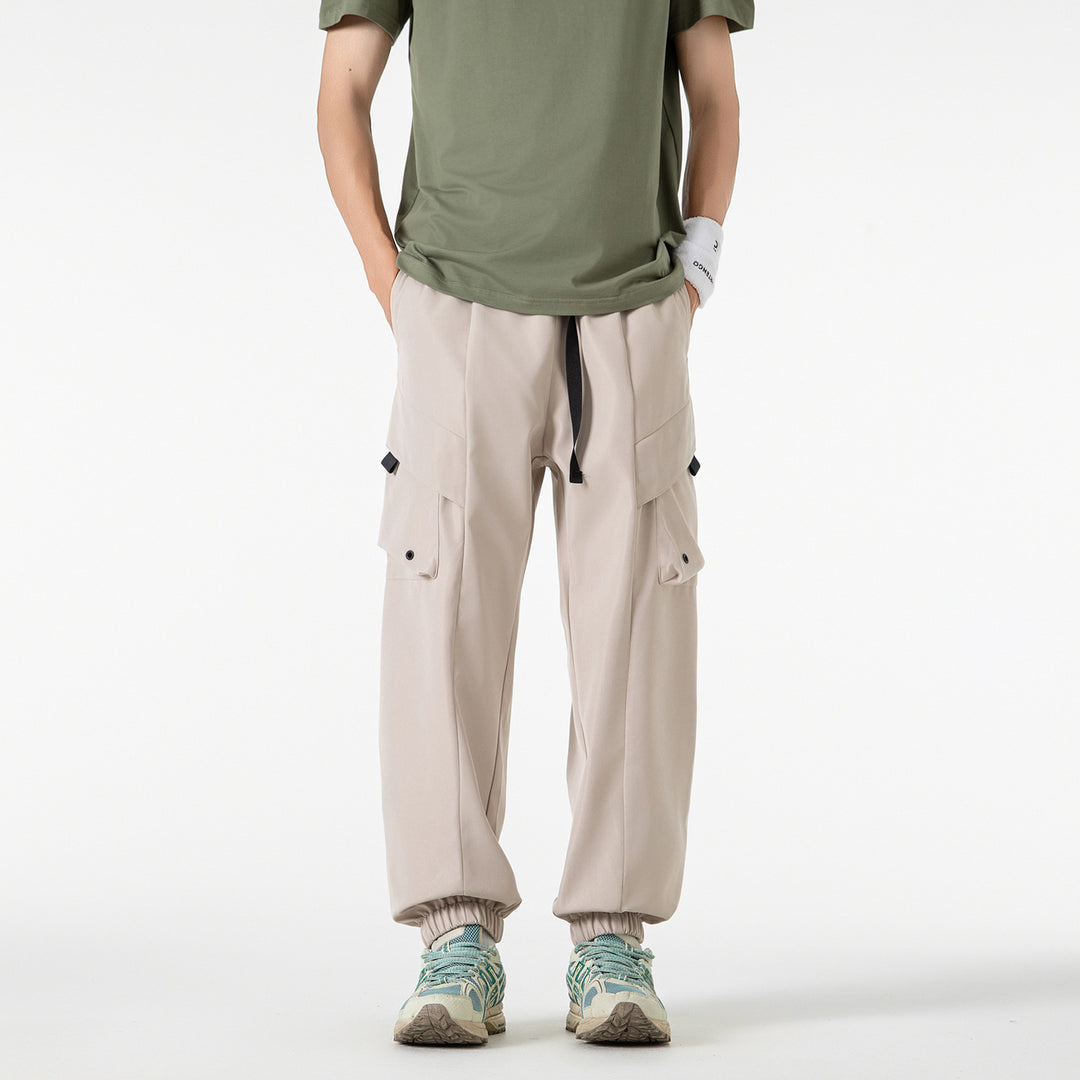 Herren Weite Cargo-Joggerhose mit elastischem Tunnelzugbund, Mehrfachklappentaschen und gerippten Knöcheln Drune
