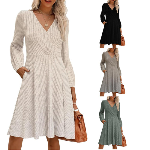 Damen elegantes Viskose-Minikleid mit strukturiertem Oberteil und voluminösen Ärmeln Drune