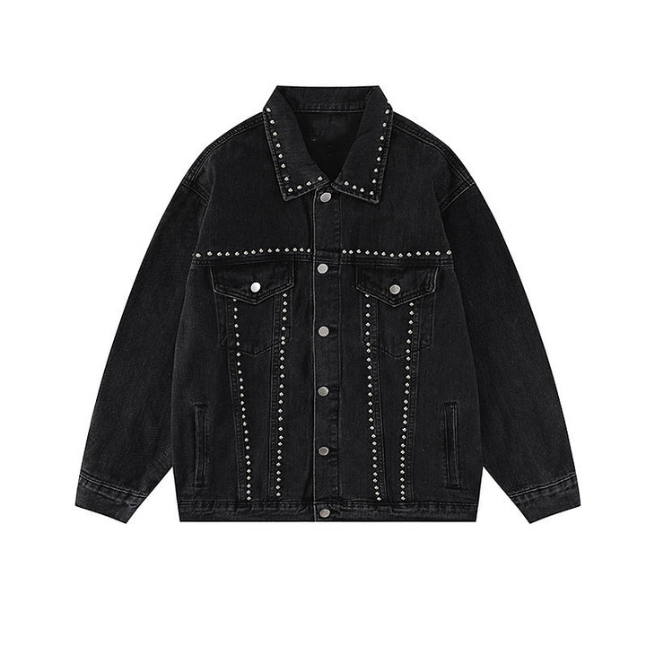 Herren Designer Jeansjacke mit Nieten Drune