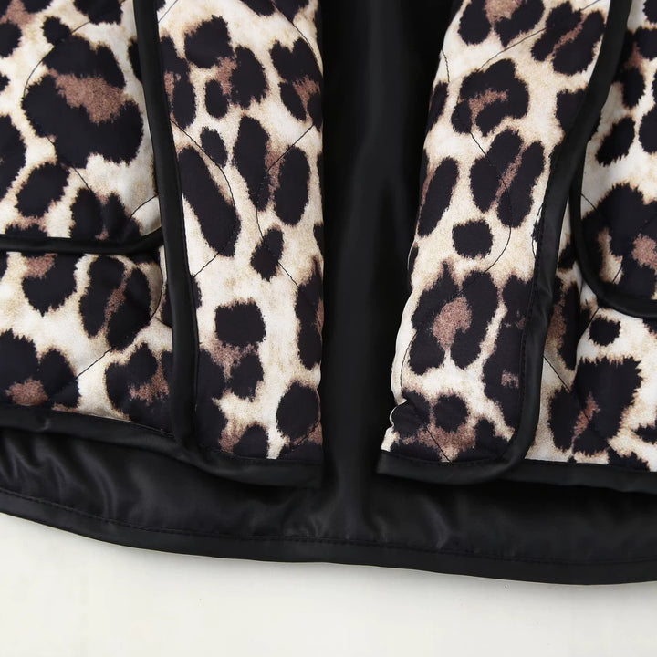 Damen Gefütterte Kimono-Jacke mit Leopardenmuster, Oversize-Schnitt und aufgesetzten Taschen Drune