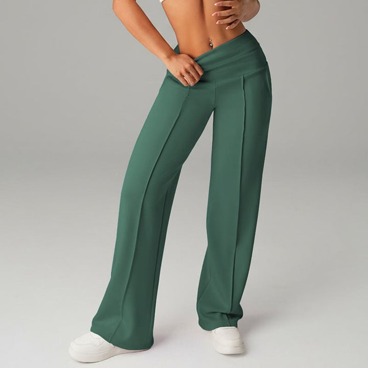 Damen High‑Waist Palazzo‑Sweatpants mit Bügelfalte und Komfortbund Drune