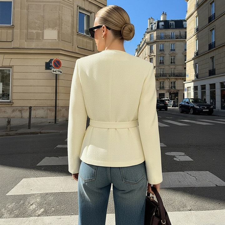 Damen Modische Jacke mit Taillengürtel Drune