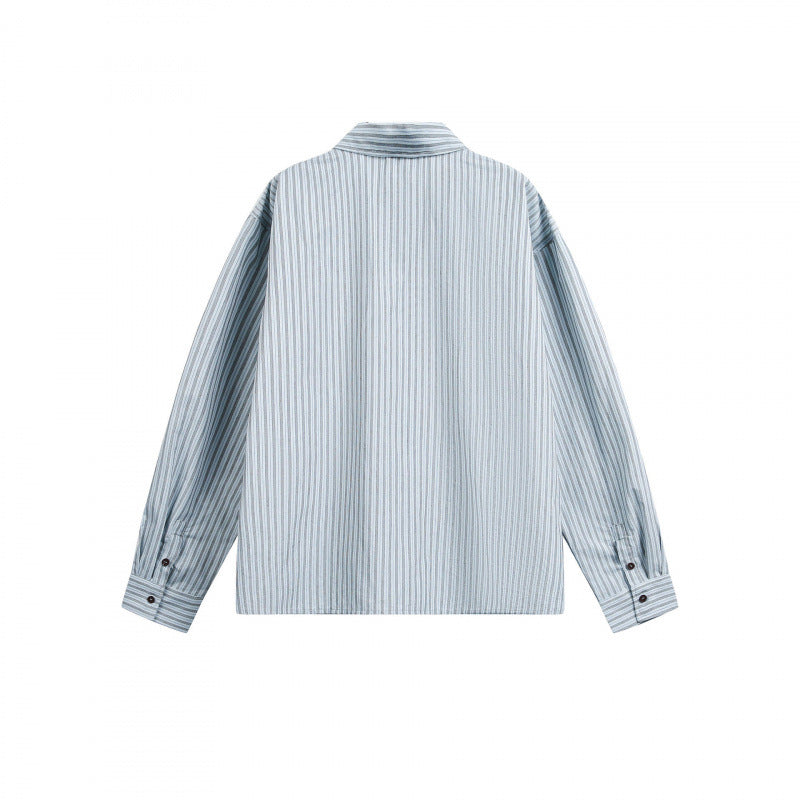 Damen Gestreifte Oversize‑Hemdjacke mit verdecktem Reißverschluss und Brusttasche Drune