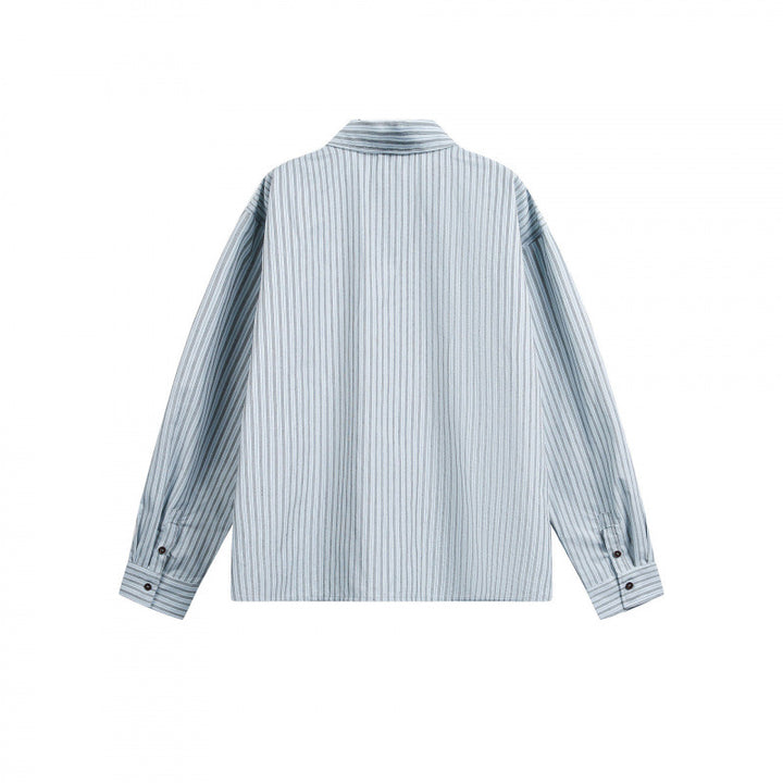 Damen Gestreifte Oversize‑Hemdjacke mit verdecktem Reißverschluss und Brusttasche Drune