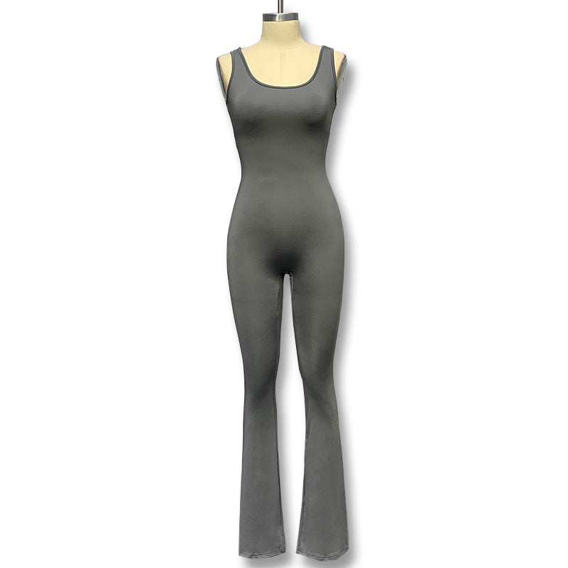 Damen Eleganter Jumpsuit mit figurbetonendem Schnitt und flared Beinen Drune