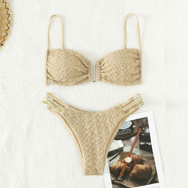 Damen Push-Up-Bikini-Set mit dekorativen Trägern Drune