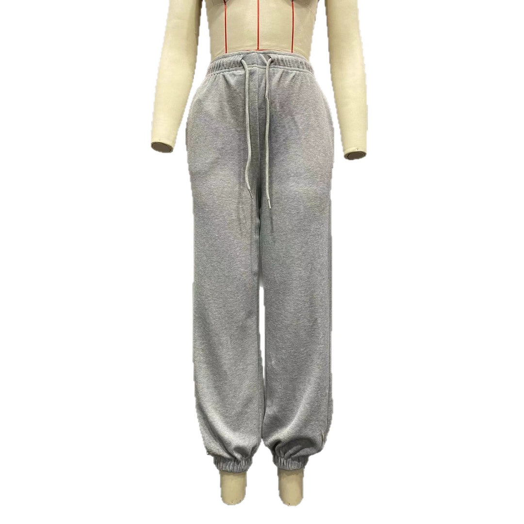 Damen nan Cozy-Sweat-Palazzohose mit hohem Komfortbund, integriertem Kordelzug und gerafften Knöchelabschlüssen Drune