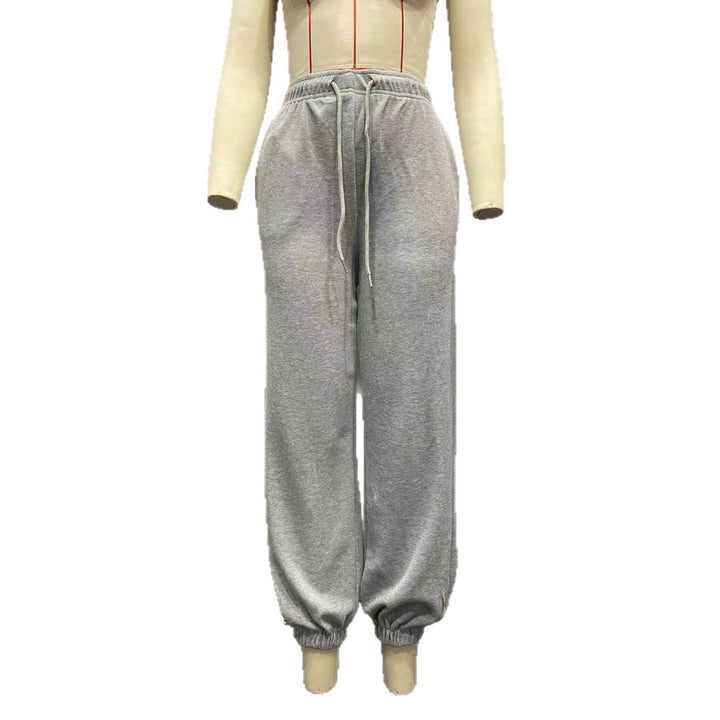 Damen nan Cozy-Sweat-Palazzohose mit hohem Komfortbund, integriertem Kordelzug und gerafften Knöchelabschlüssen Drune