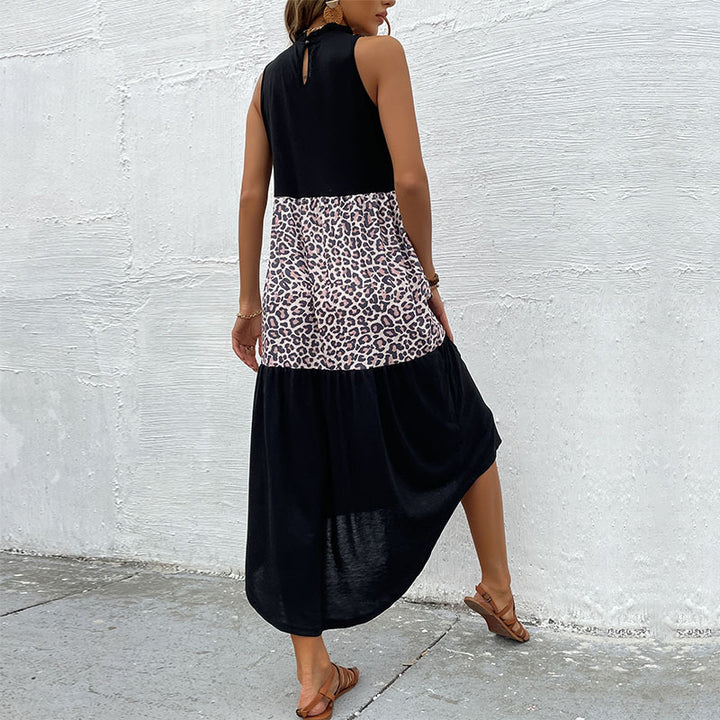 Damen Urbanes Maxikleid mit elegantem Leoparden-Element Drune