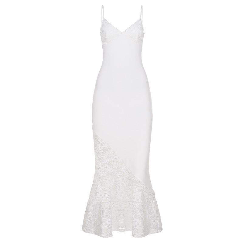 Damen Exquisites SpitzenMaxikleid mit asymmetrischem Design Drune