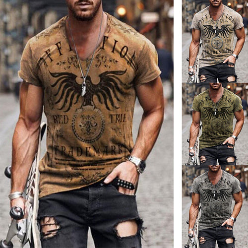 Herren T-Shirt mit urbanem Vintage-Design und beeindruckendem Adlermotiv Drune