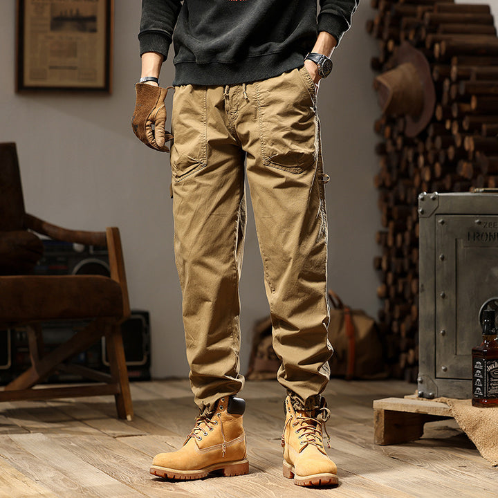 Herren Utility-Cargohose im Joggerstil mit elastischem Komfortbund, Multifachtaschen und Zugbändern am Knöchel Drune