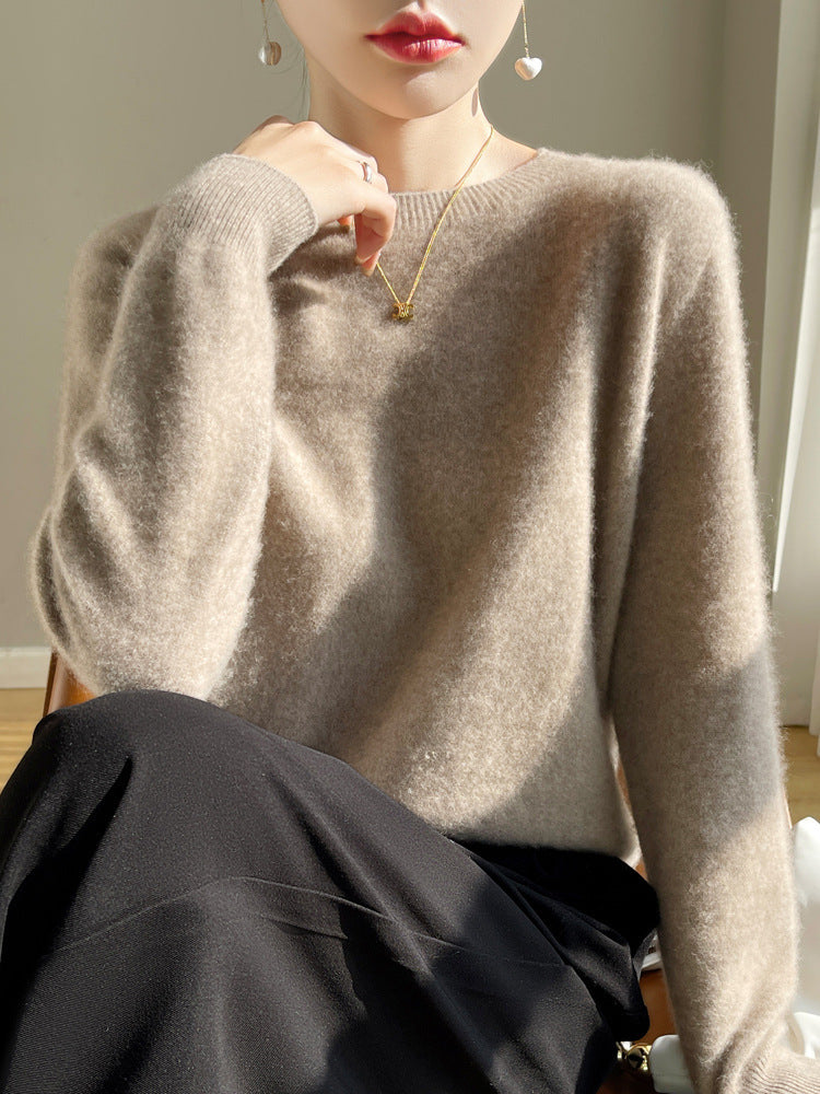 Damen Luxuriöser Kuschelstrick-Pullover mit Rundhals und Mohair-Optik Drune