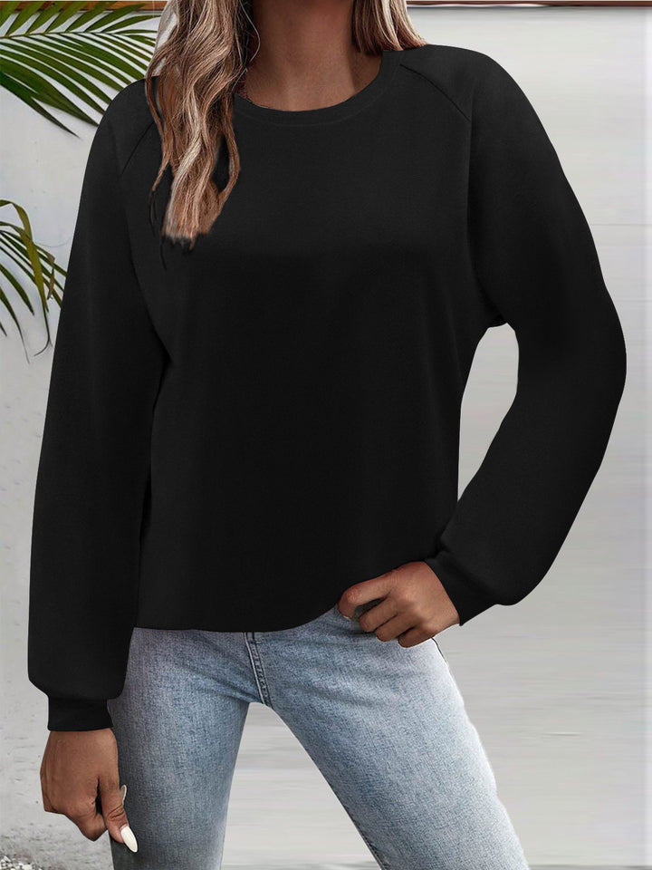 Damen Freizeit Rundhalsausschnitt Sweatshirt mit Raglanärmeln und elastischen Bündchen Drune