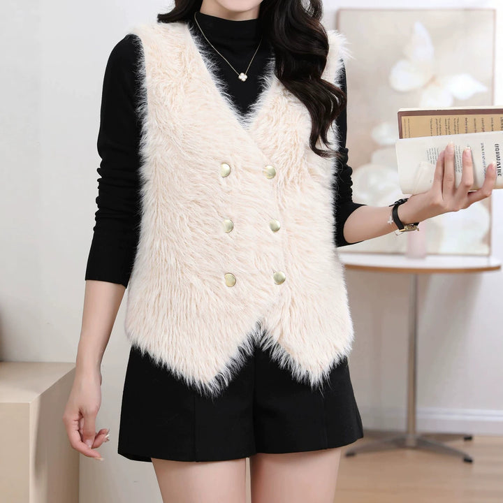 Damen Flauschige Strickweste Drune
