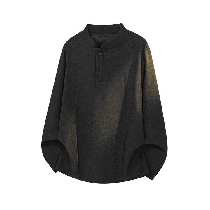 Herren Lässiger Longsleeve mit Stehkragen Drune