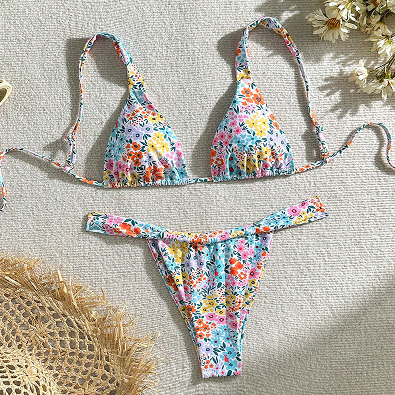 Damen Triangel-Bikini mit floralem Muster und verstellbaren Trägern Drune 1779790786