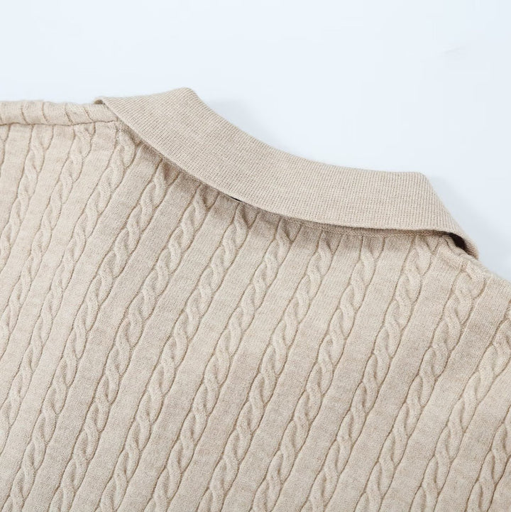 Damen Strickpullover mit Troyer‑Kragen und Zierkrawatte Drune
