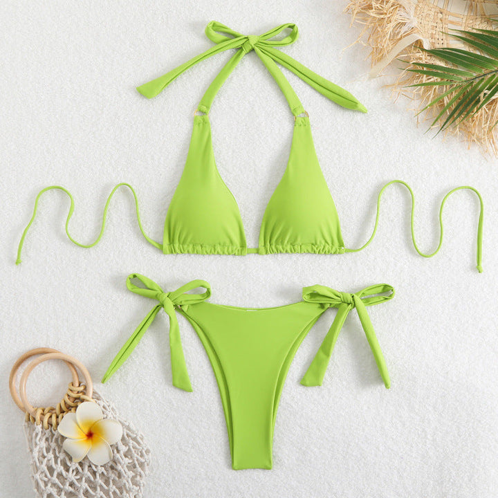 Damen Triangel-Bikini mit verstellbaren Schleifen und hohem Beinausschnitt Drune