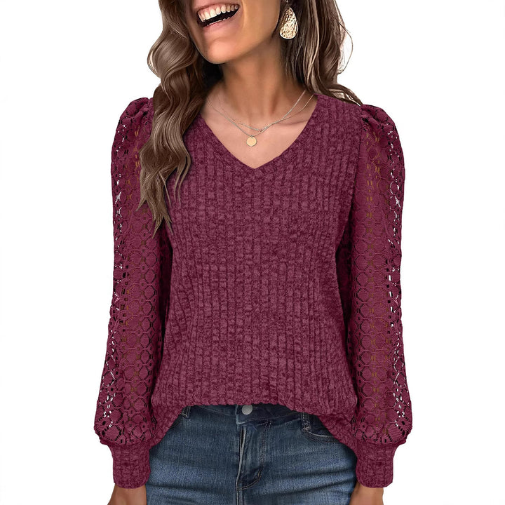 Damen Strickpullover mit Spitzeneinsätzen Drune