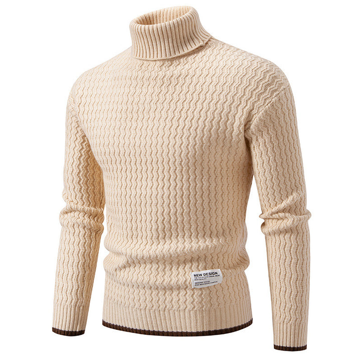 Herren Strickpullover mit hohem Kragen und strukturiertem Zopfmuster Drune