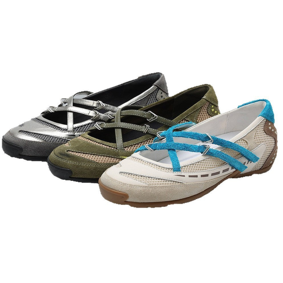 Damen Freizeit-Ballerinas mit atmungsaktivem Obermaterial und flexiblem Riemchen Drune