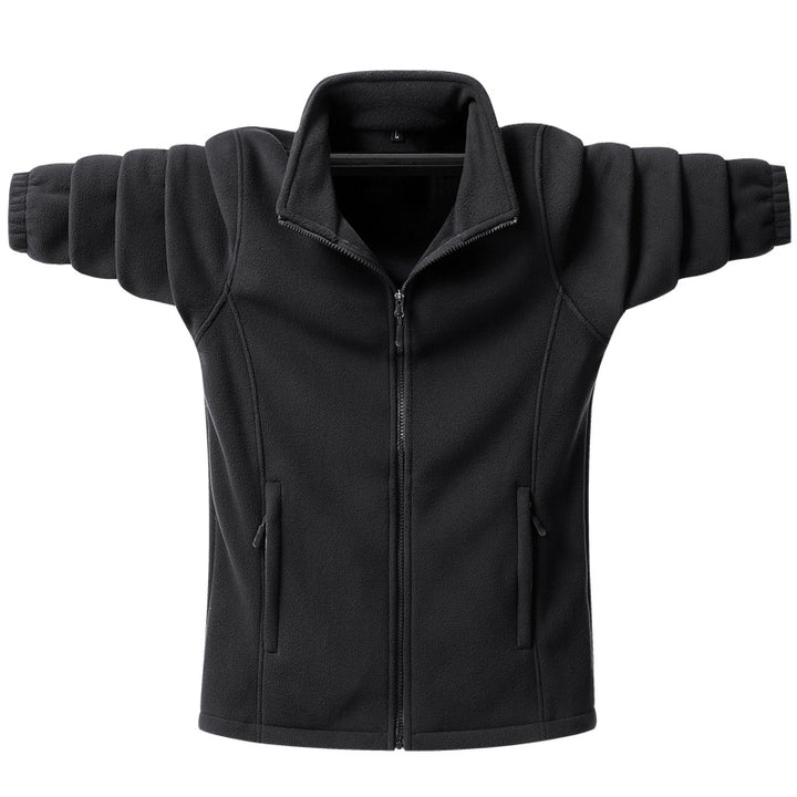 Herren klassische Fleecejacke mit durchgehendem Reißverschluss, Stehkragen und verdeckten Eingrifftaschen Drune