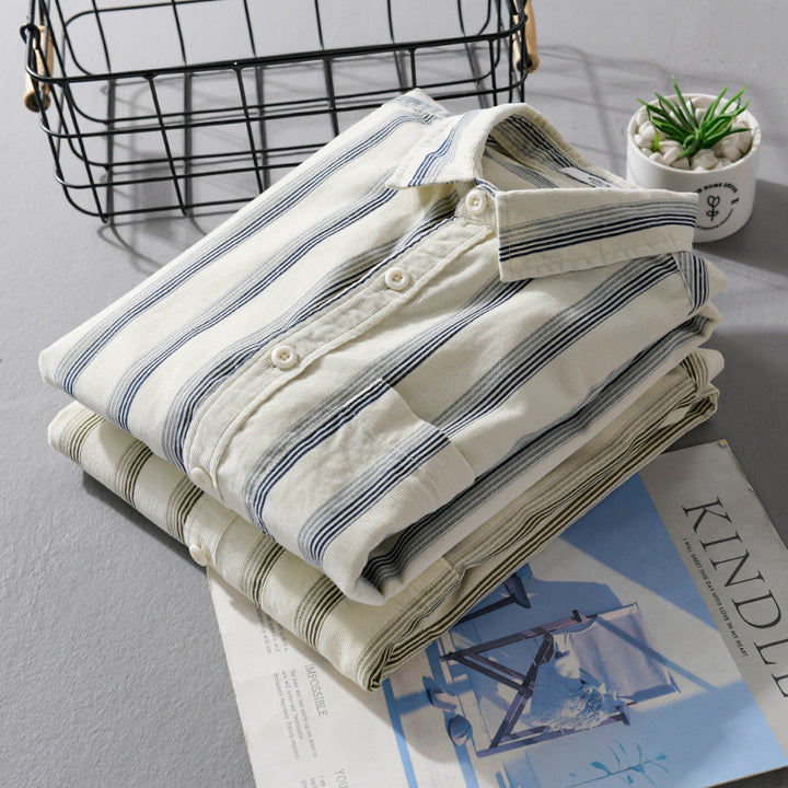 Herren Freizeithemd im Overshirt‑Stil aus leichtem Baumwollmix mit vertikalen Streifen Drune