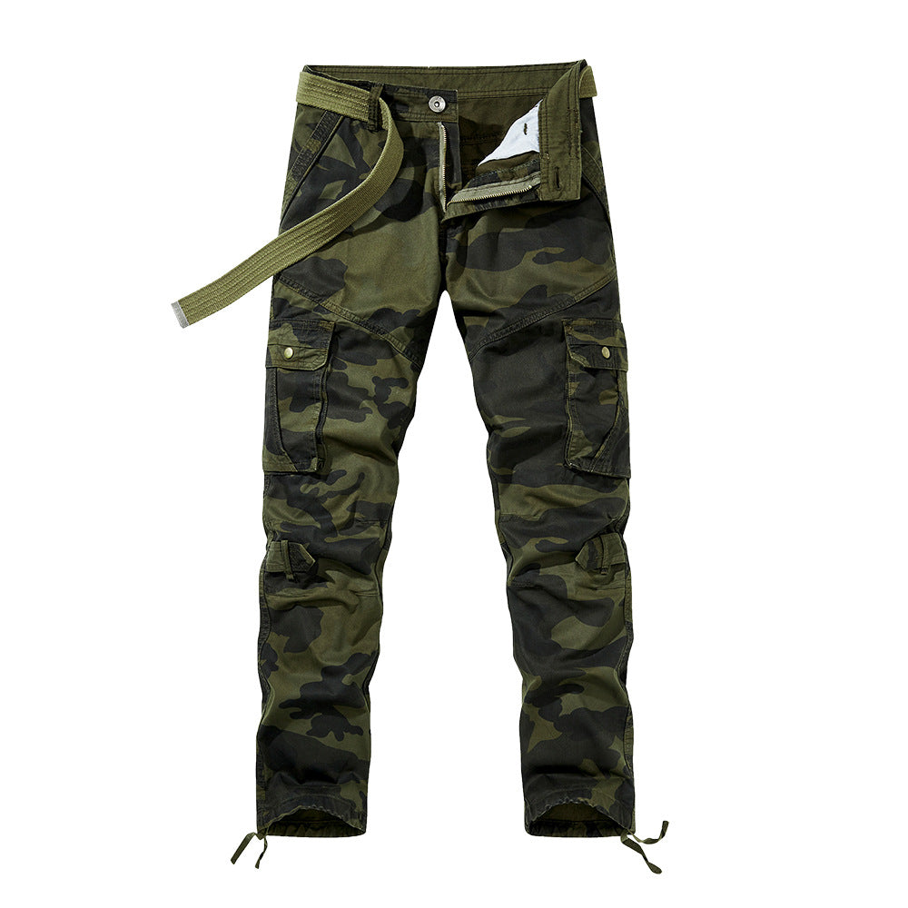 Herren Cargohose im Slim-Fit mit verstärkten Knien Multifachtaschen und Stoffgürtel Drune